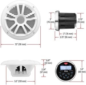 BOSS Audio Systems MCKGB350W.6 USB AUX Girişli Bluetoothlu Hoparlörlü Marin Teyp Seti
