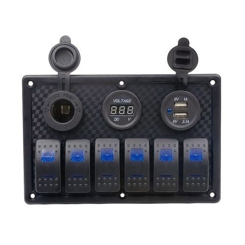 BFY Switch Panel 6'lı +Usb+Plastik Çakmaklık+ Voltmetre
