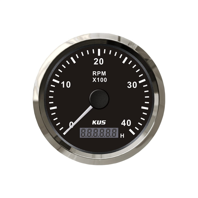 KUS Devir Göstergesi 4000 RPM Siyah 12-24V 85 mm