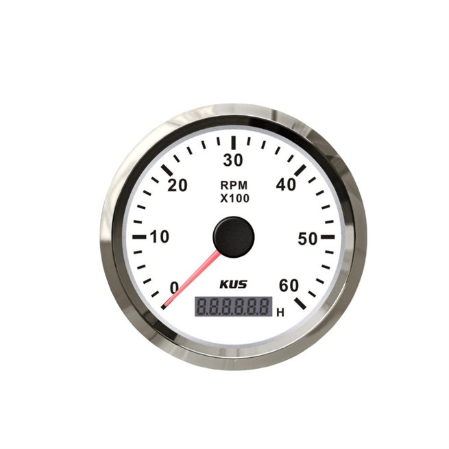 KUS Devir Göstergesi 8000 RPM Beyaz 12-24V 85 mm